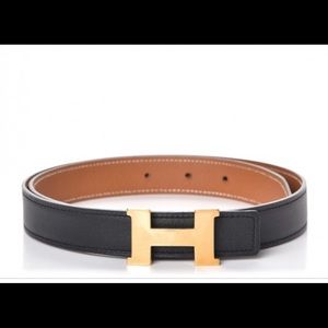 Hermès Constance Reversible, Tan & Black. Size 90